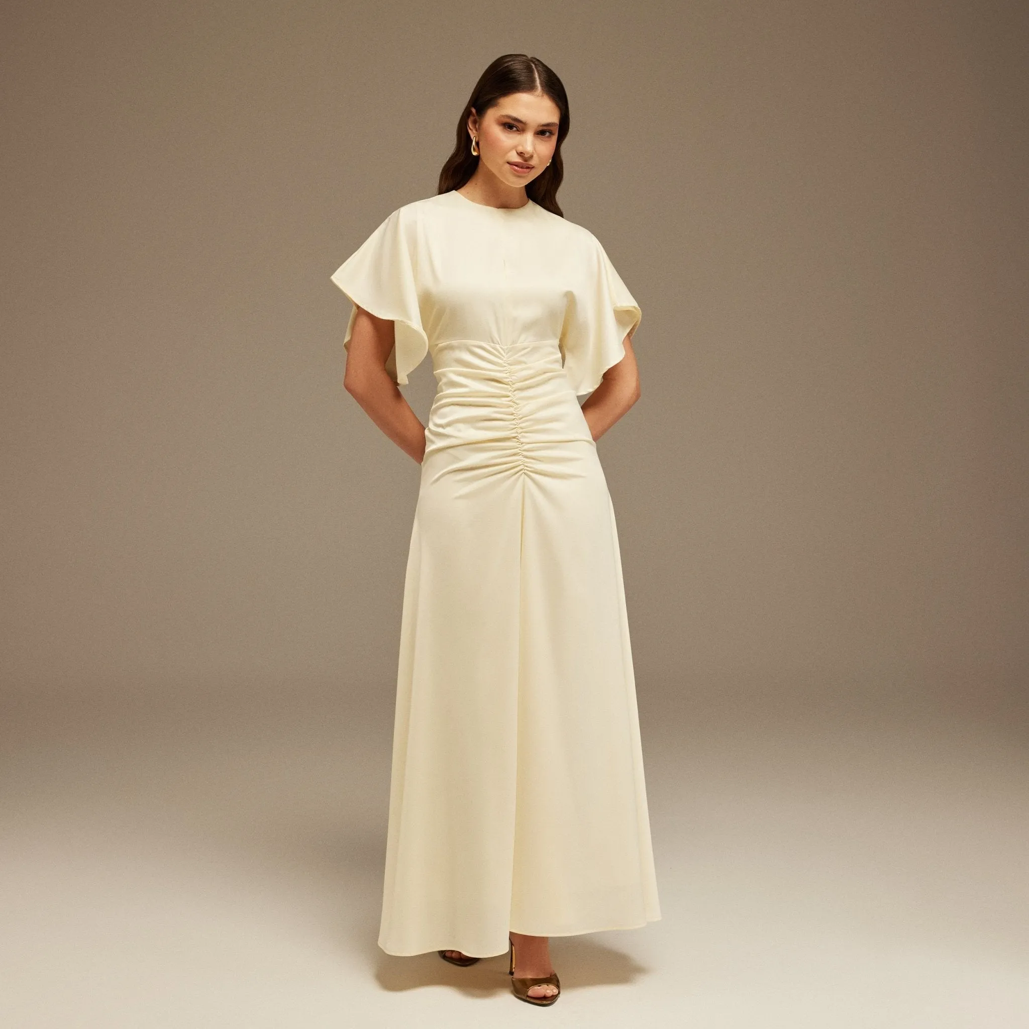 Satin Maxi Dress with Ruched Details