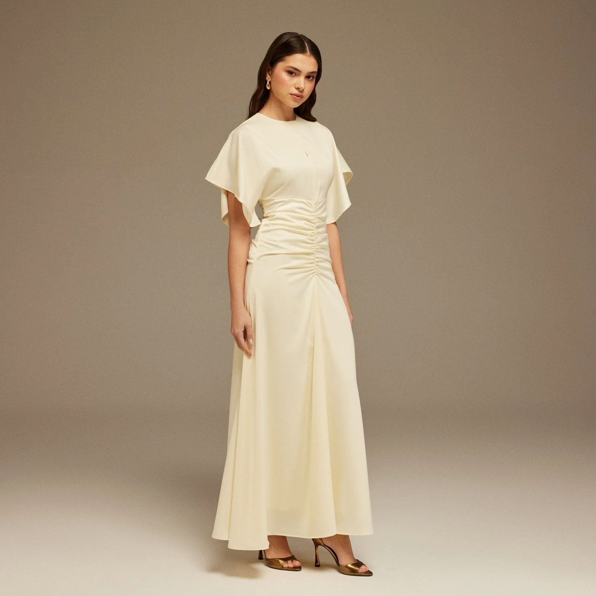 Satin Maxi Dress with Ruched Details