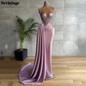 Savantage Lilac Satin High Neck Dress