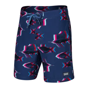 Saxx Mens Betawave 7" Swim Shorts - Scaled Up- Deep Cobalt