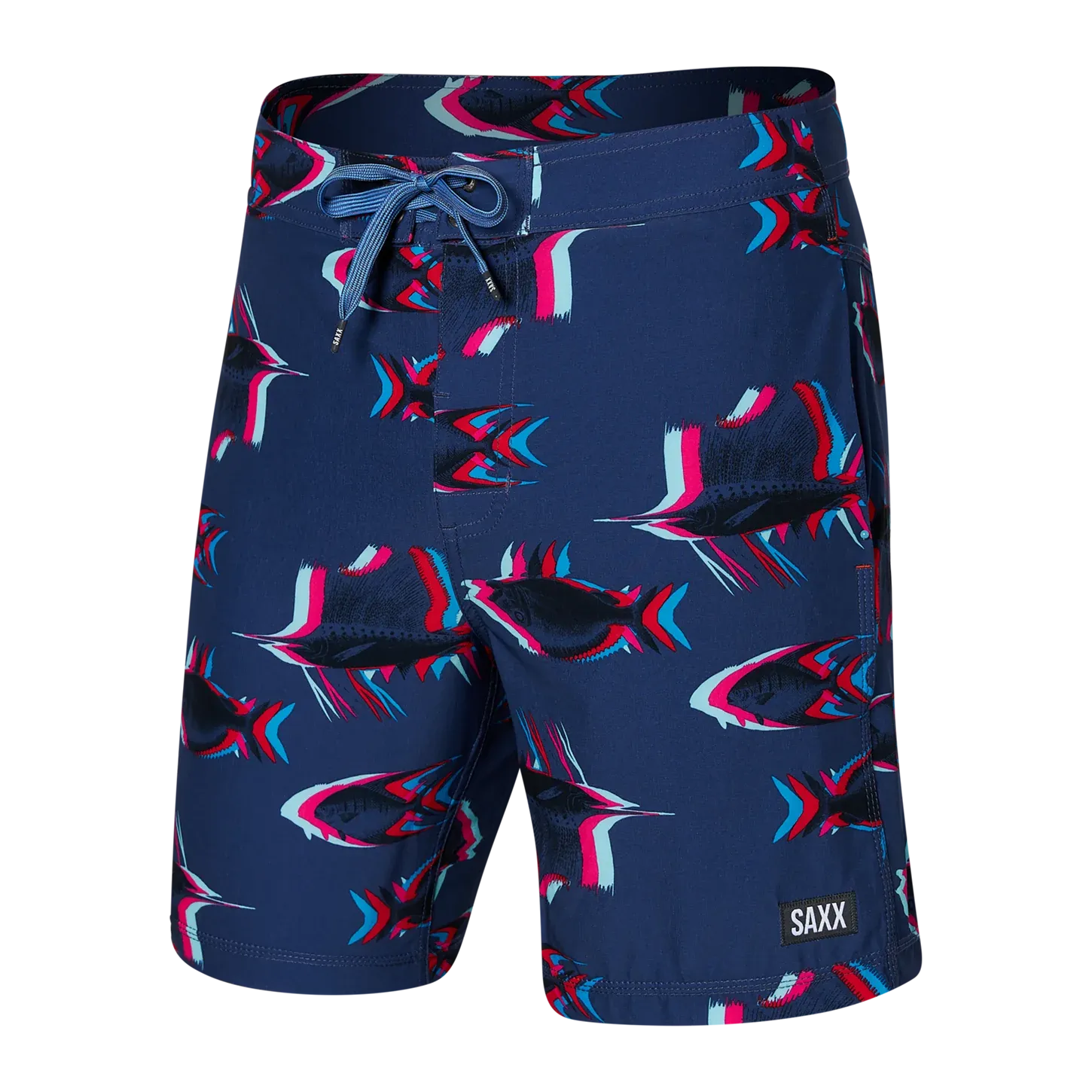Saxx Mens Betawave 7" Swim Shorts - Scaled Up- Deep Cobalt