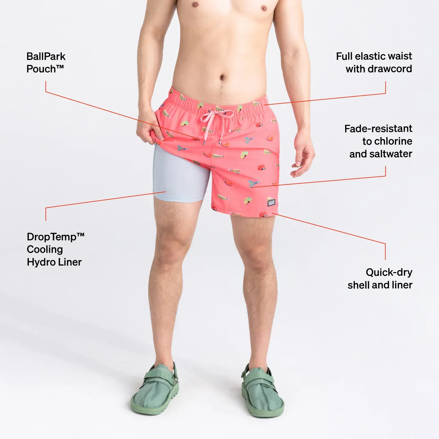 Saxx Mens Oh Buoy Stretch Volley 5" Swim Short - Bite Me