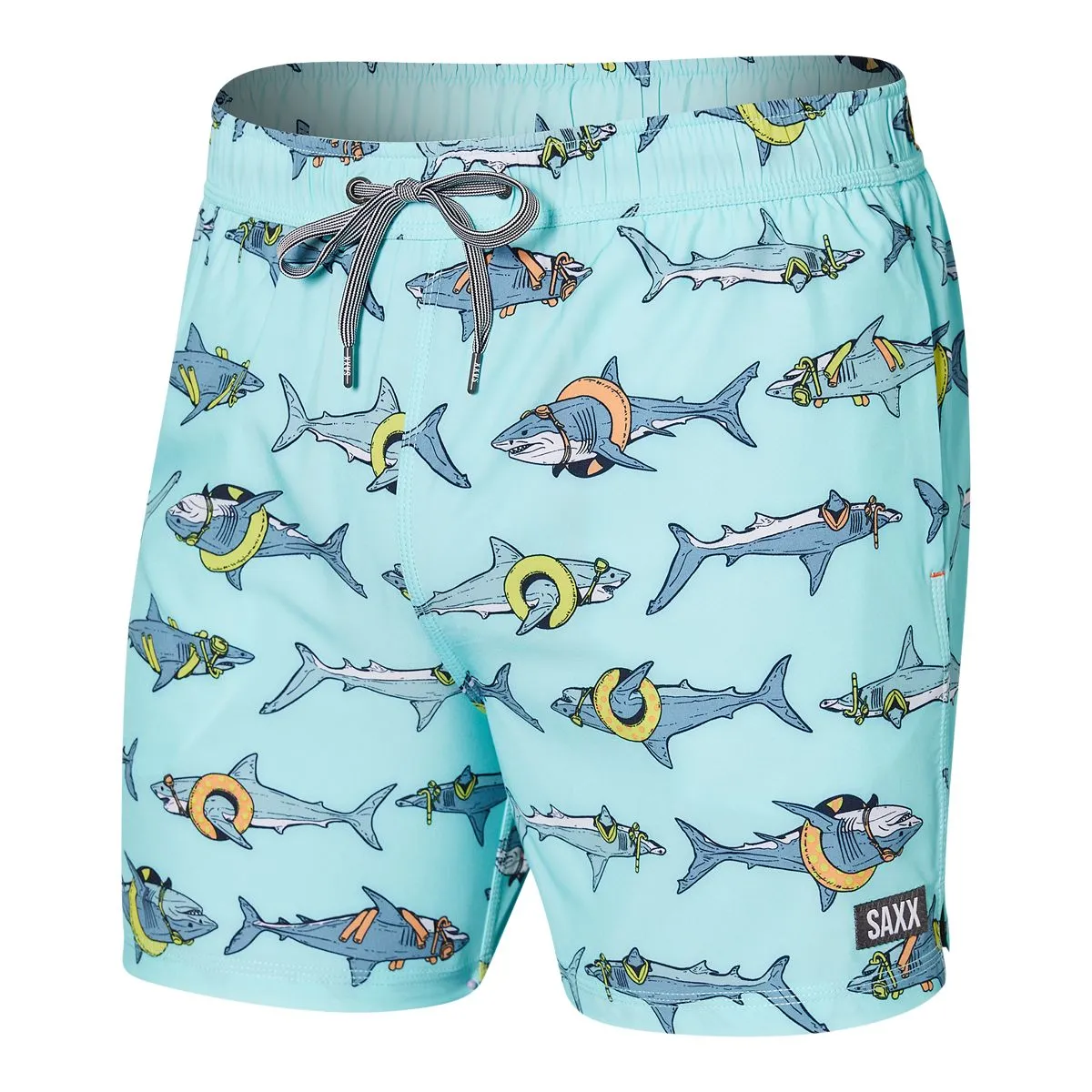 Saxx Mens Oh Buoy Stretch Volley 5" Swim Short - Pool Shark - Sea Glass