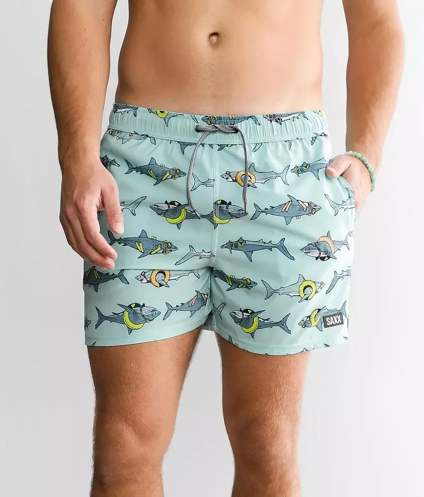 Saxx Mens Oh Buoy Stretch Volley 5" Swim Short - Pool Shark - Sea Glass