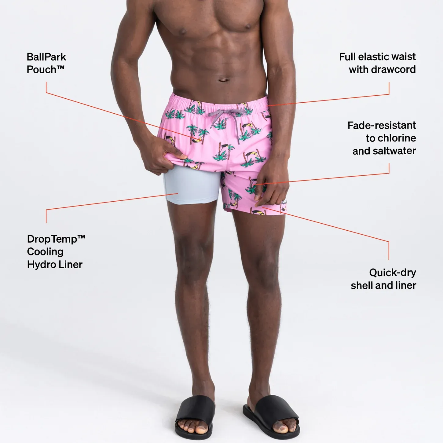 Saxx Mens Oh Buoy Stretch Volley 7" Swim Short - Banana Hammock