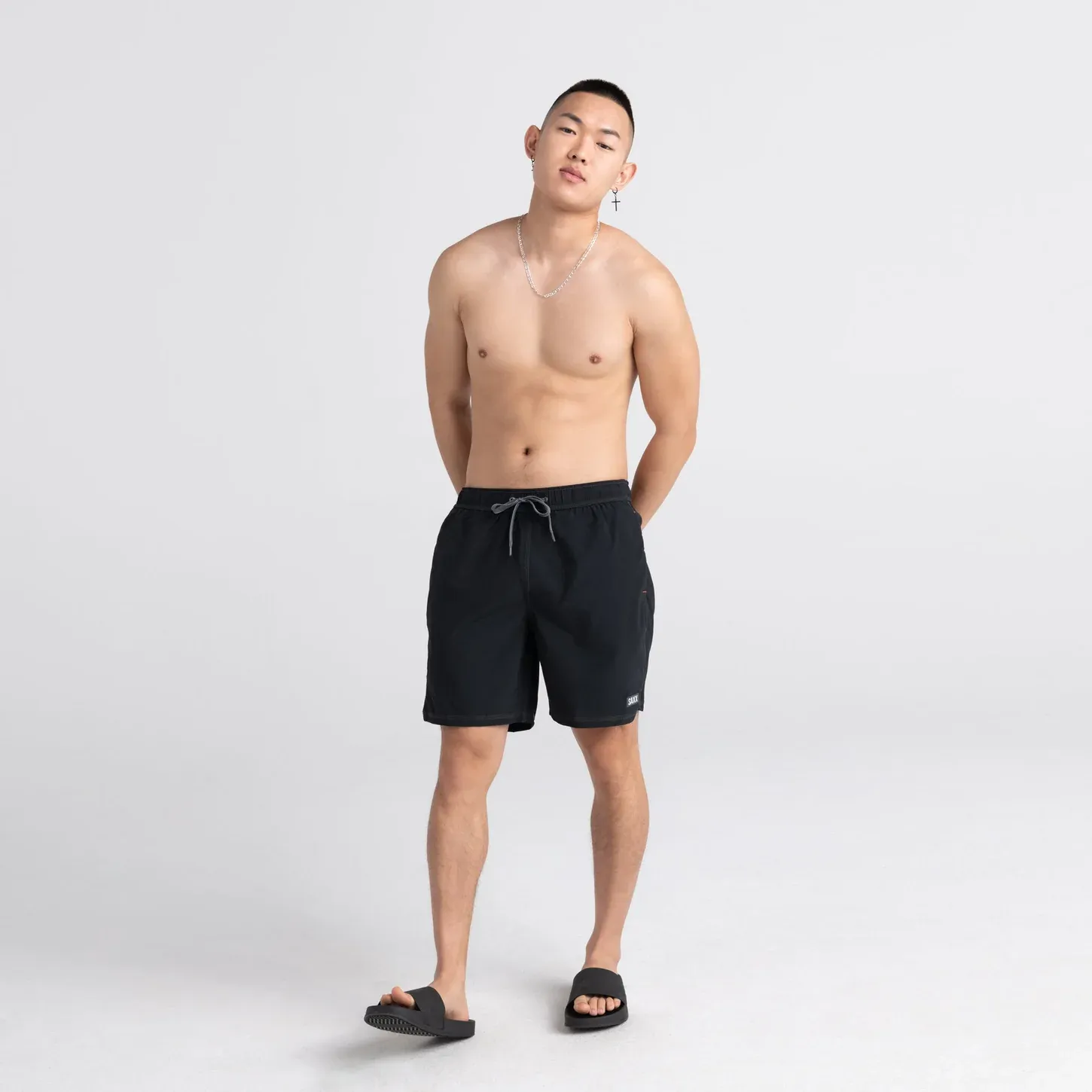 Saxx Mens Oh Buoy Stretch Volley 7" Swim Short - Black