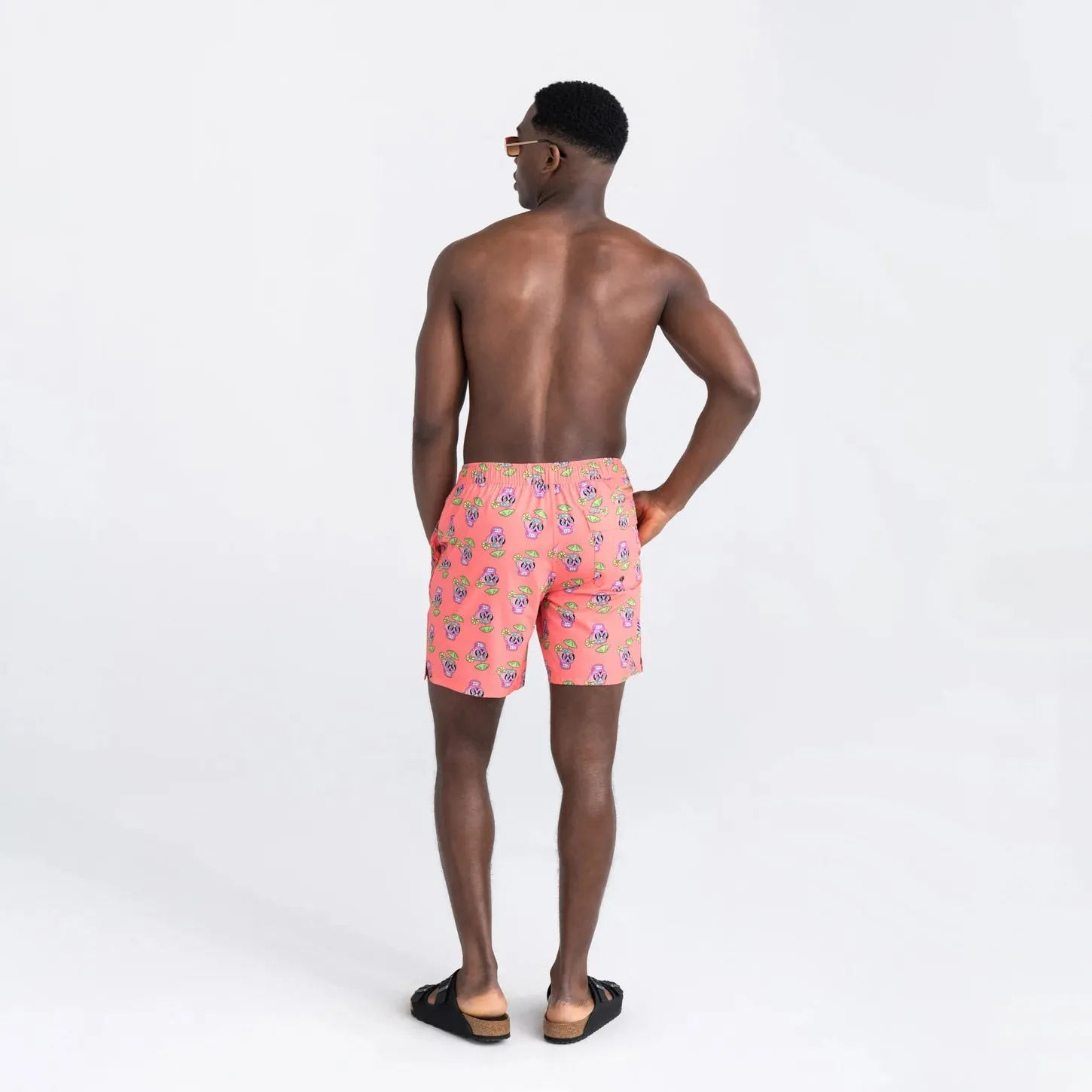 Saxx Mens Oh Buoy Stretch Volley 7" Swim Short - Drunken Skulls