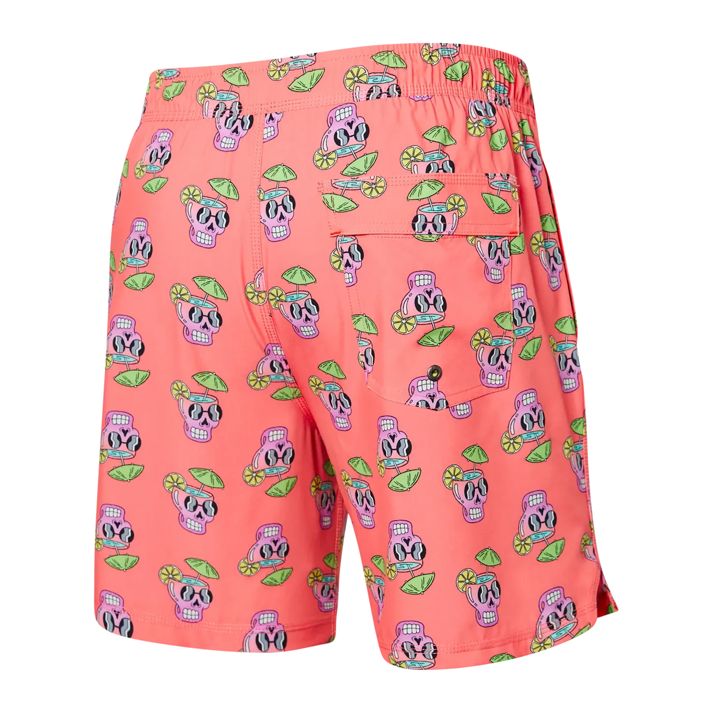 Saxx Mens Oh Buoy Stretch Volley 7" Swim Short - Drunken Skulls