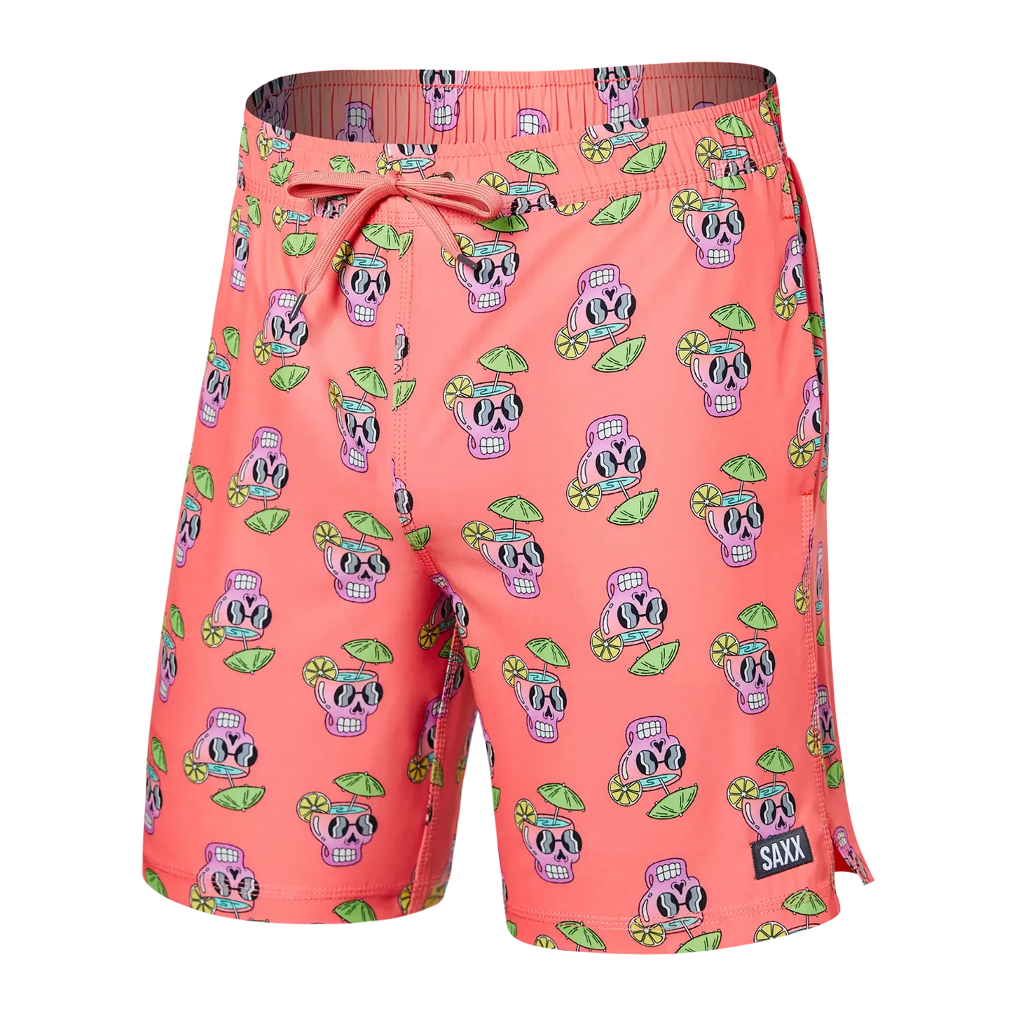 Saxx Mens Oh Buoy Stretch Volley 7" Swim Short - Drunken Skulls