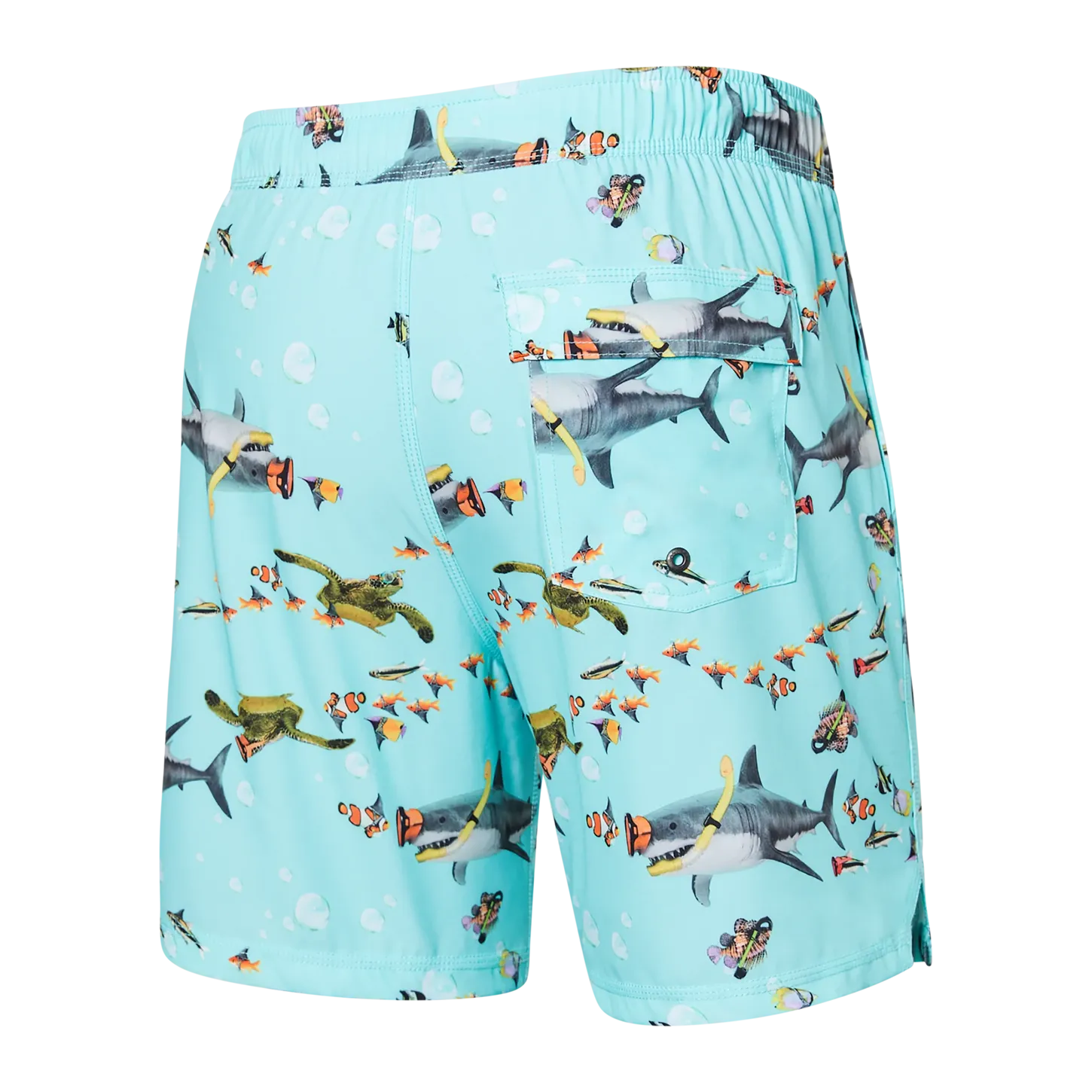 Saxx Mens Oh Buoy Stretch Volley 7" Swim Short - Shark School