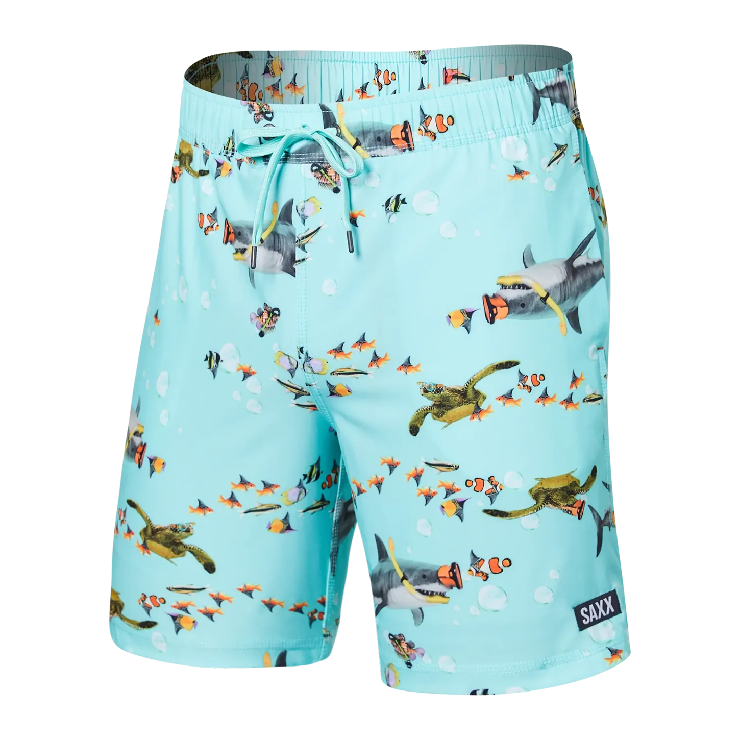 Saxx Mens Oh Buoy Stretch Volley 7" Swim Short - Shark School