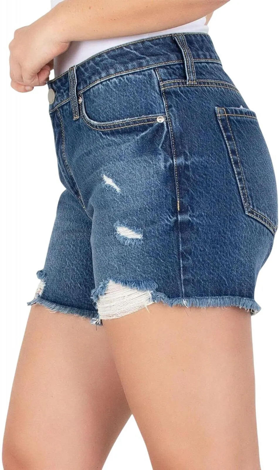 Seven7 Womens Denim Frayed Hem Slim Fit Weekend Short MY3324GL