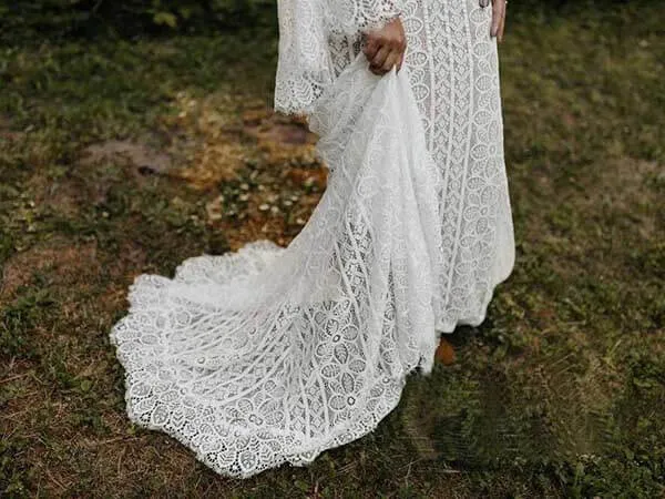 Sheath Lace Long Sleeves Wedding Gown, Lace Up Beach Wedding Dresses, SW531