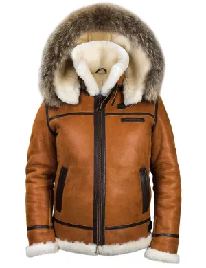 Sheepskin Jacket with Fur Hood by Meti