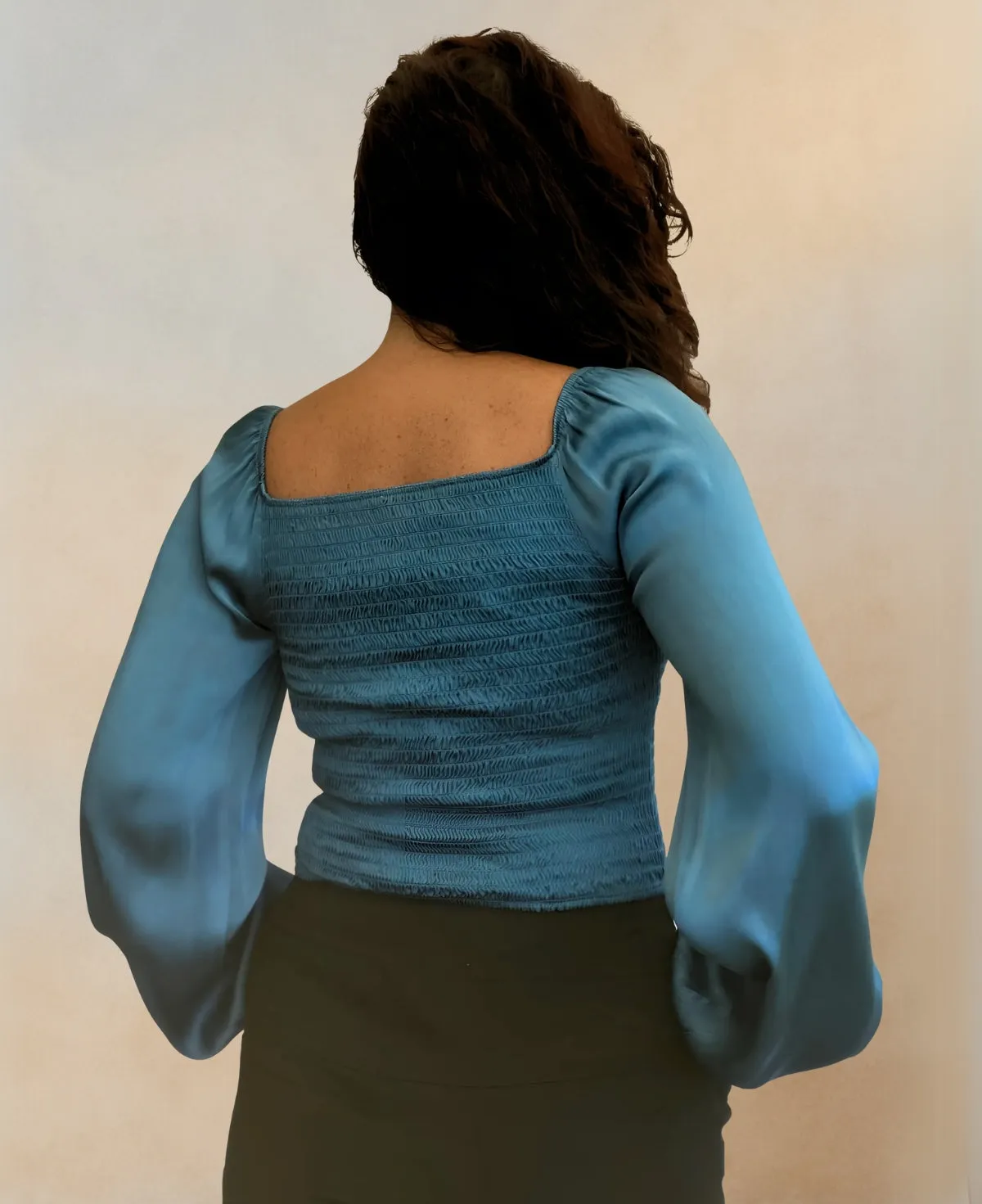 Shirred Satin Top