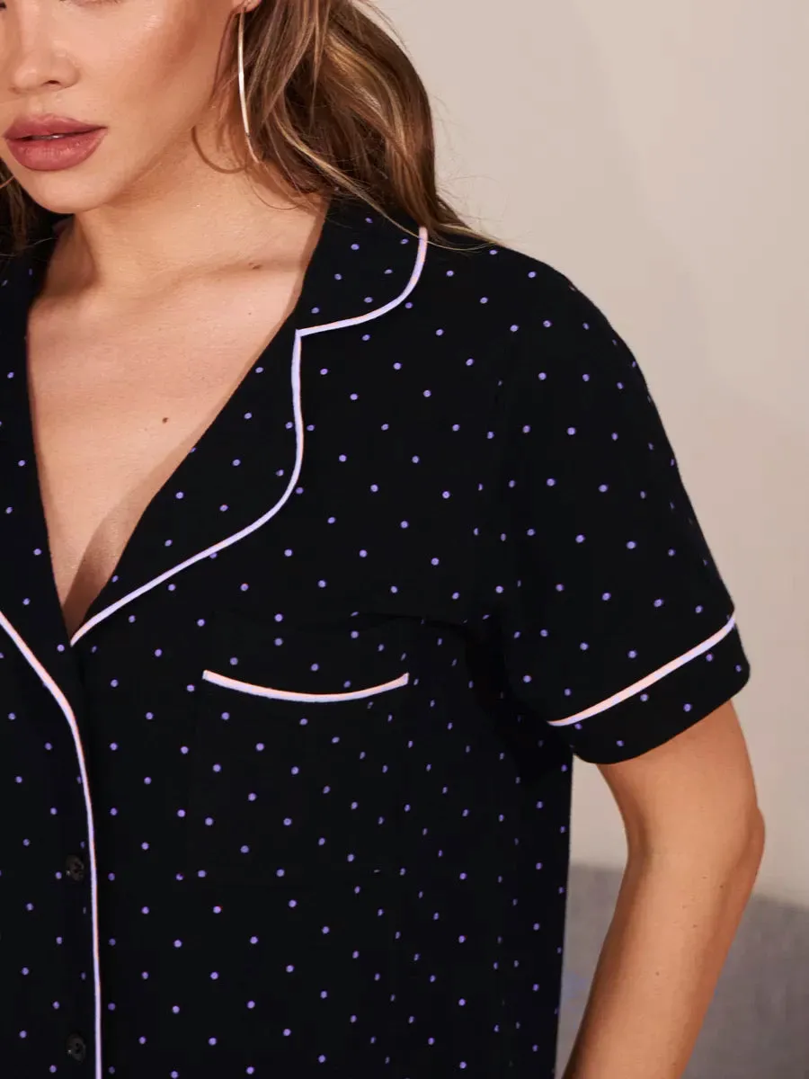 Shorts Set Black Polka 100% Cotton