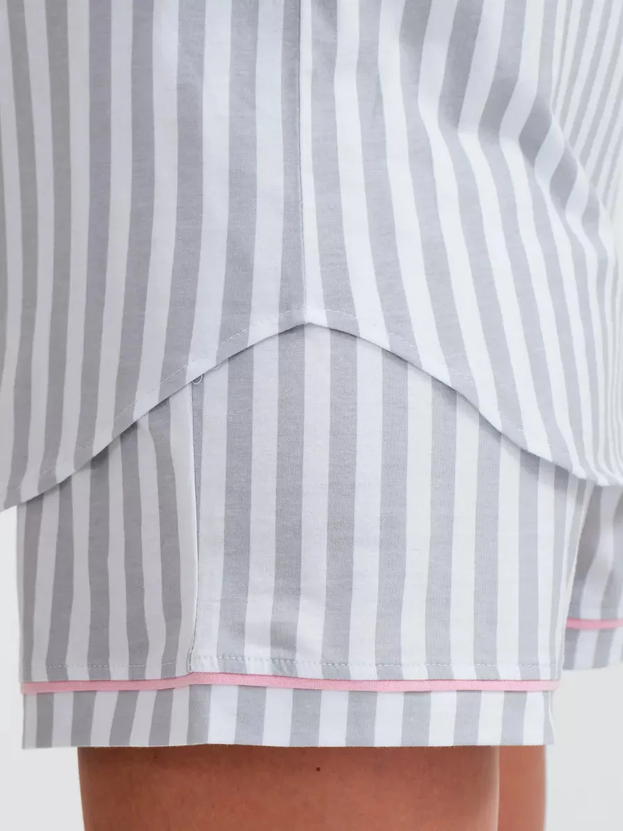 Shorts Set Grey Stripes 100% Cotton