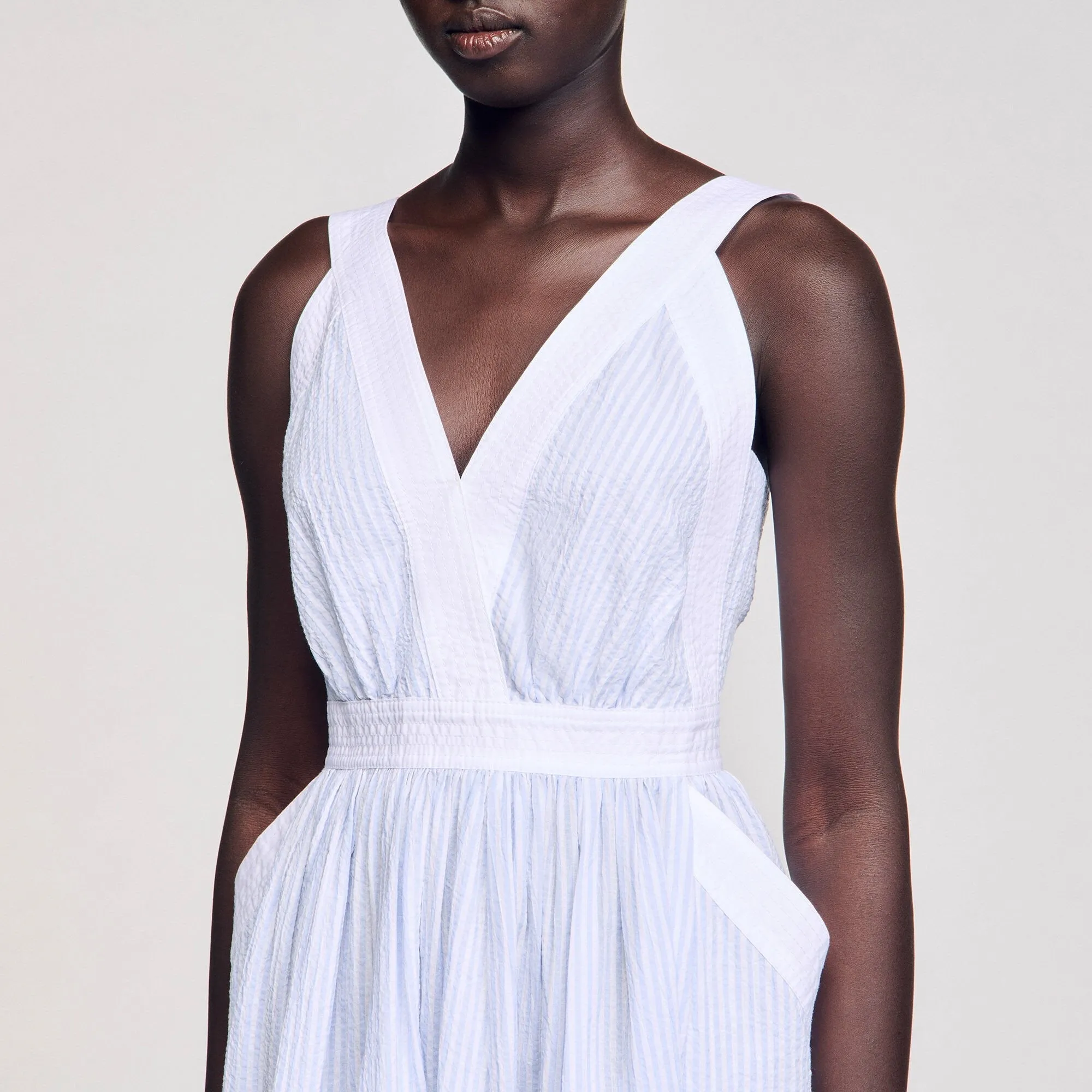 Sidonie Long Striped Dress Ciel / Blanc