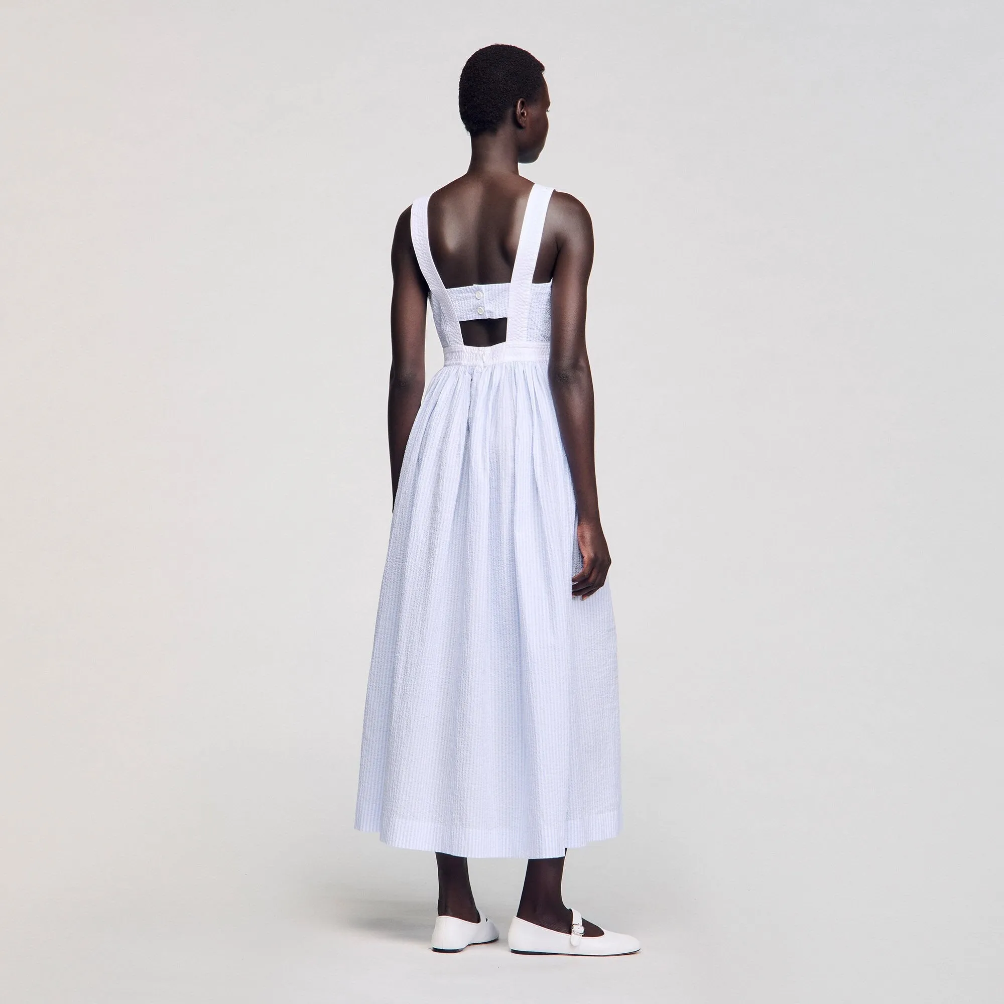 Sidonie Long Striped Dress Ciel / Blanc