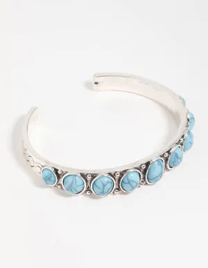 Silver Turquoise Stone Wrist Cuff