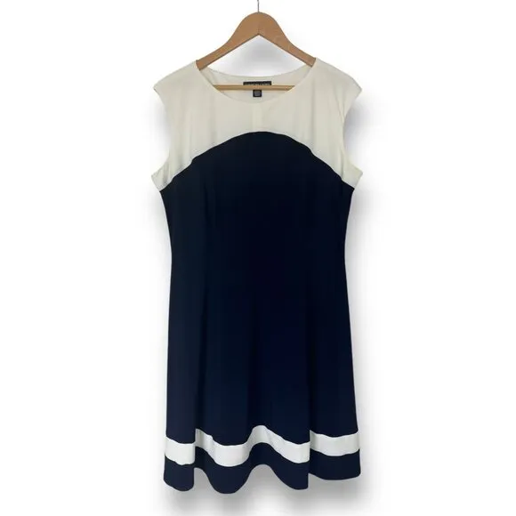 Size‎ 18 2X AMERICAN LIVING NAVY BLUE COLORBLOCK DRESS Spring Summer PLUS SIZE
