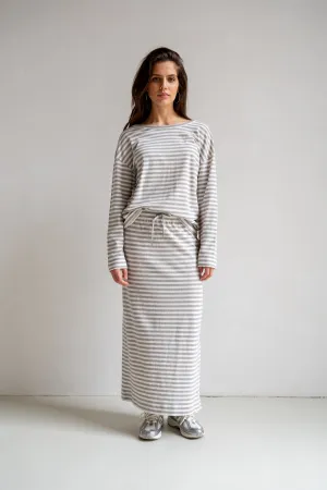 SKIRT STRIPE (S25F1649LTD) ECRU - COOL GREY