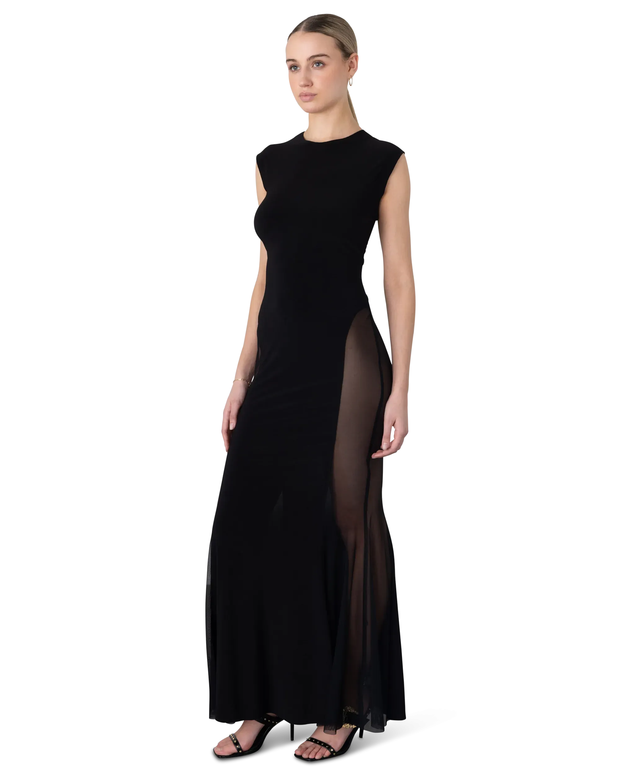 Sleeveless Crewneck Fishtail Gown