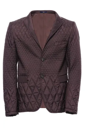 Slim Fit Brown Quilted Blazer - Wessi