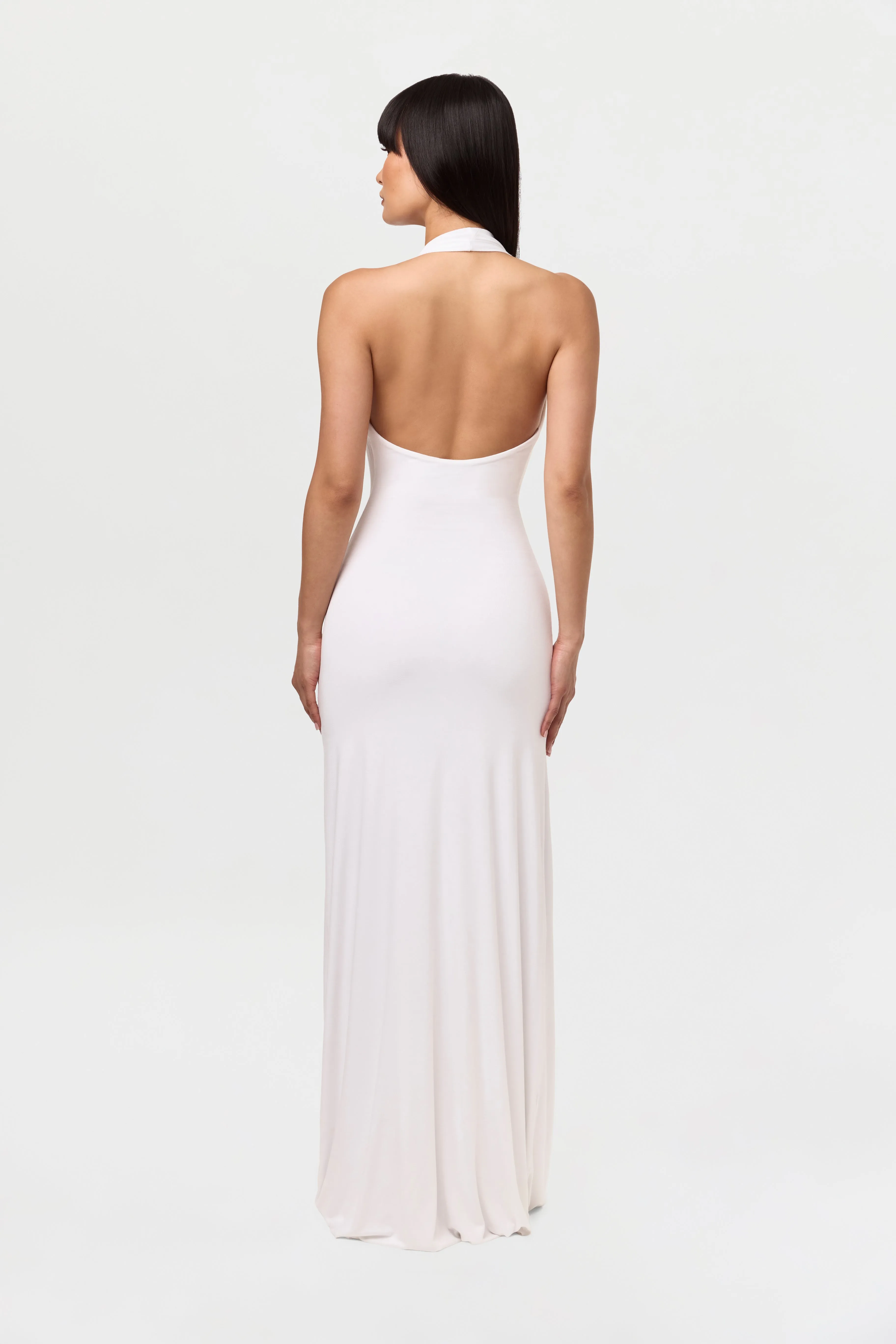 Smooth Halter Cowl Maxi Dress