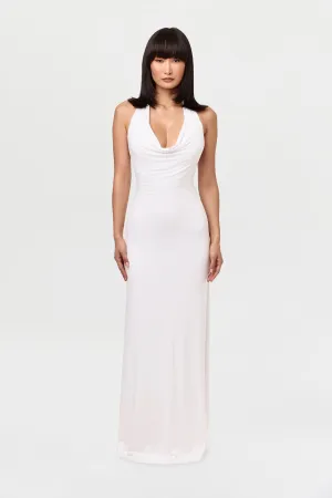 Smooth Halter Cowl Maxi Dress