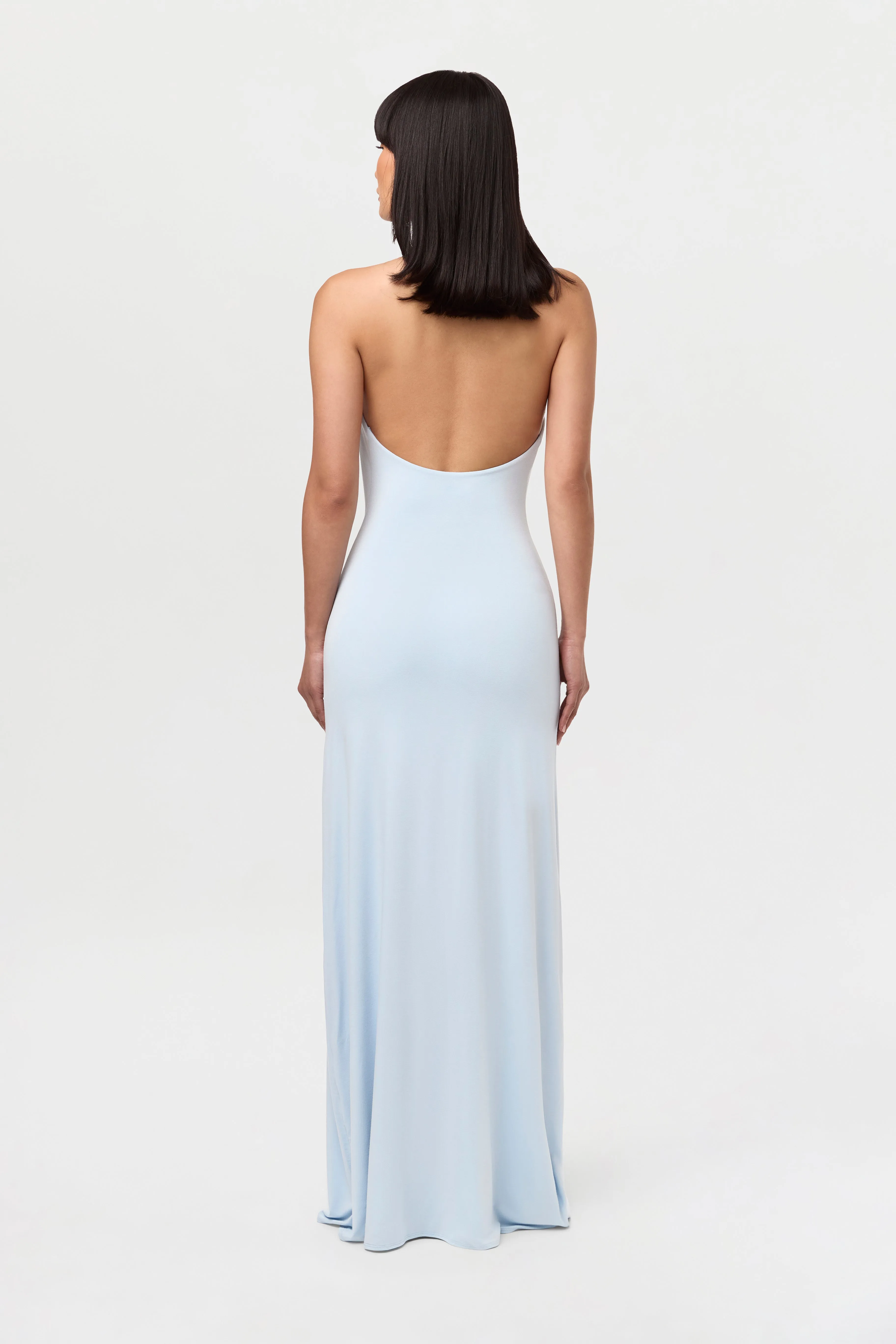 Smooth Halter Cowl Maxi Dress