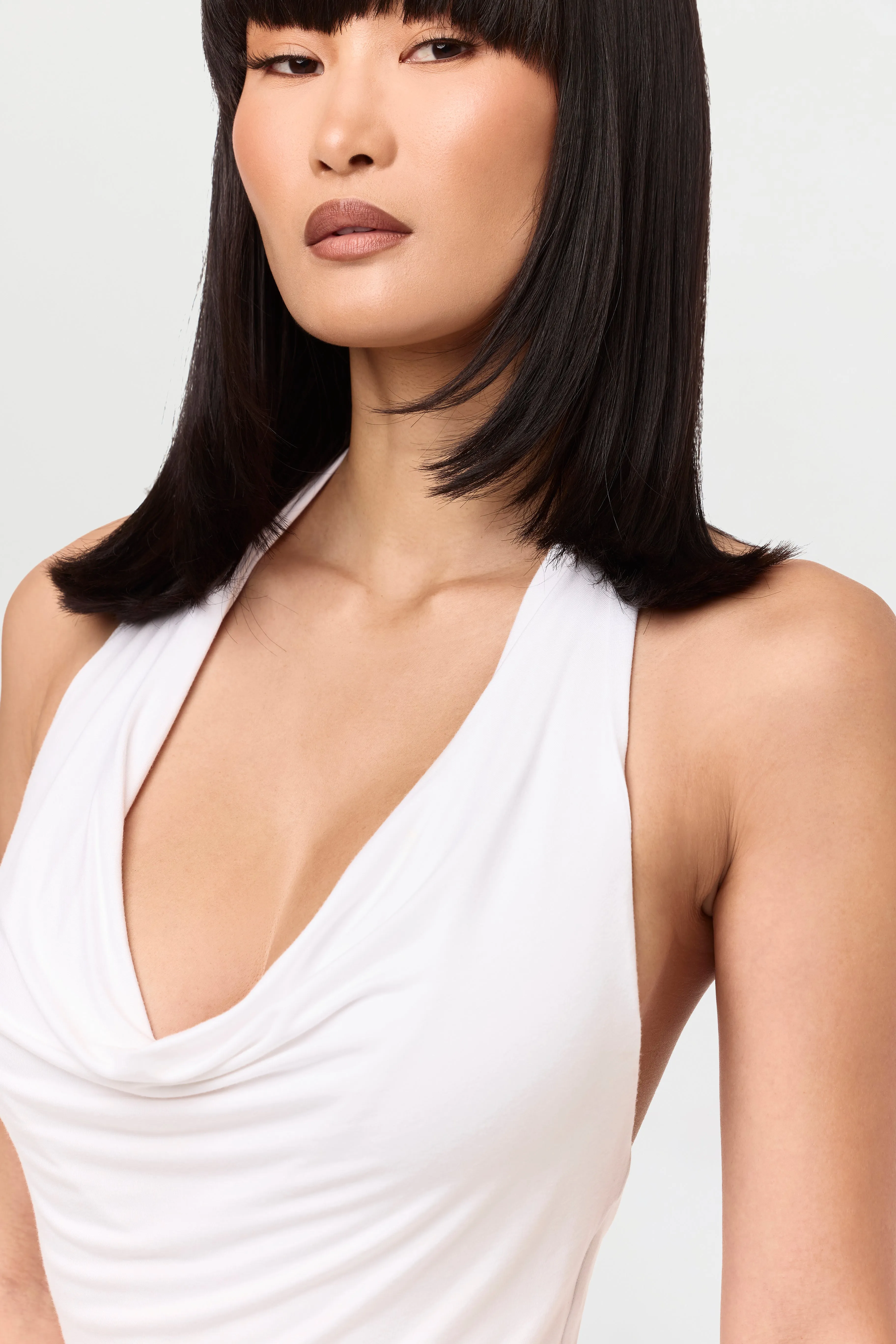 Smooth Halter Cowl Maxi Dress