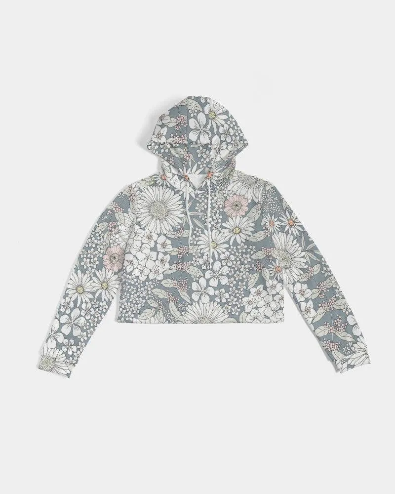 Snowy Field Of Flowers Women's Cropped Hoodie