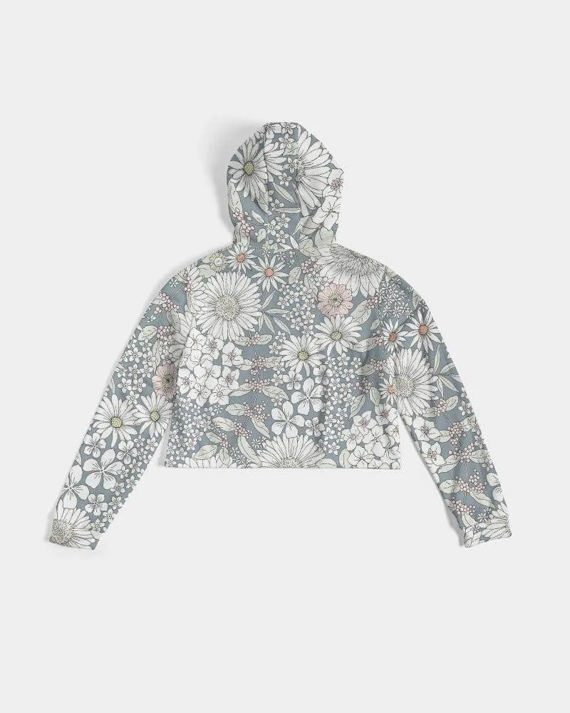 Snowy Field Of Flowers Women's Cropped Hoodie