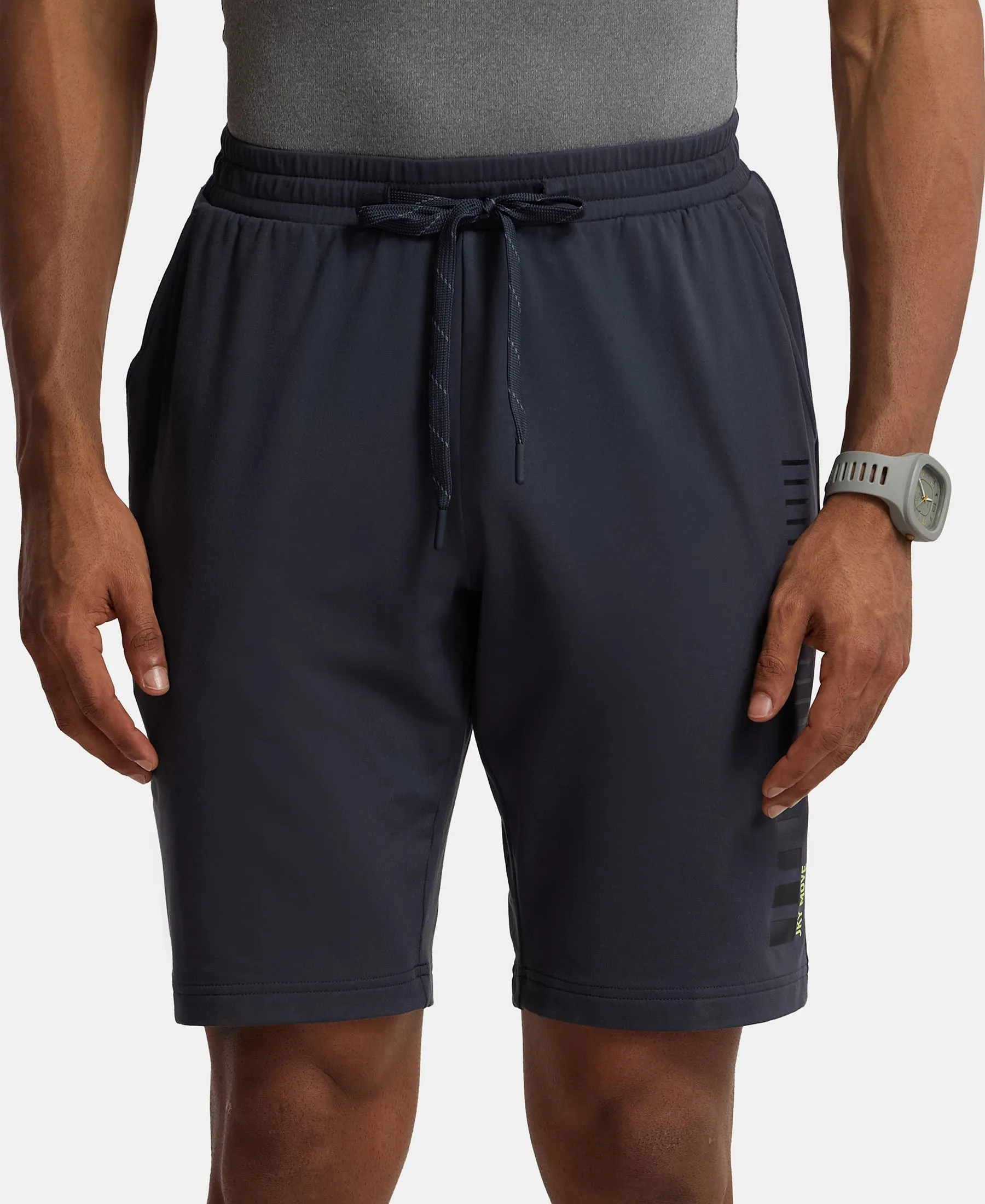 Soft Touch Microfiber Elastane Stretch Shorts with Back Zipper Pocket and StayFresh Treatment - Graphite