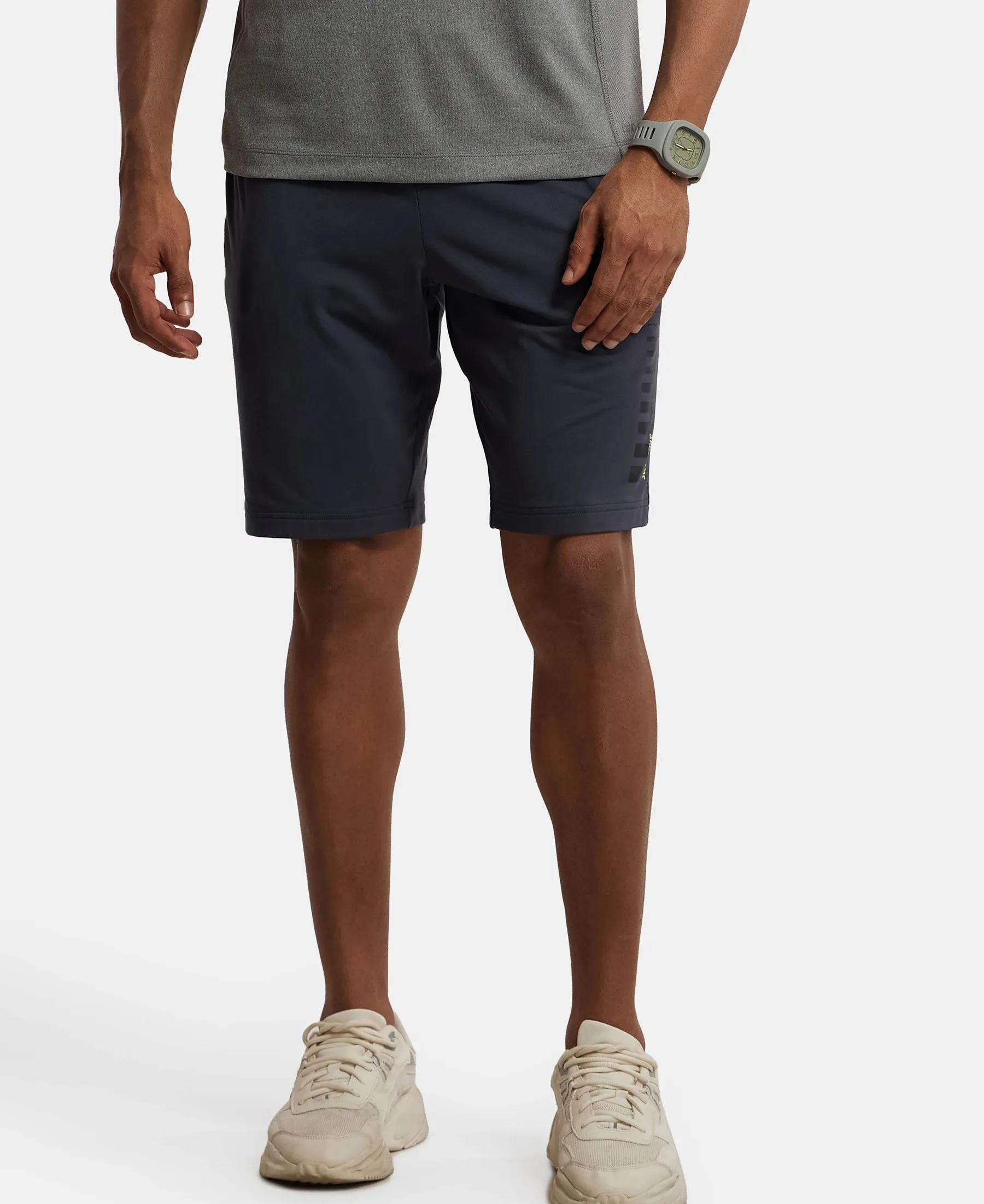 Soft Touch Microfiber Elastane Stretch Shorts with Back Zipper Pocket and StayFresh Treatment - Graphite