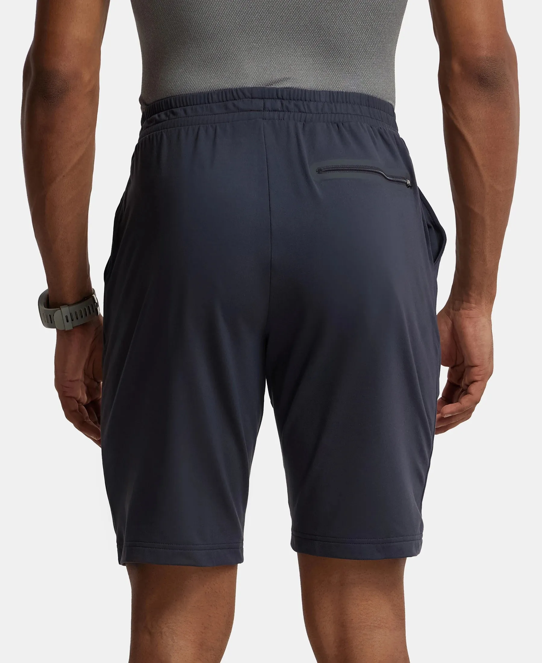 Soft Touch Microfiber Elastane Stretch Shorts with Back Zipper Pocket and StayFresh Treatment - Graphite