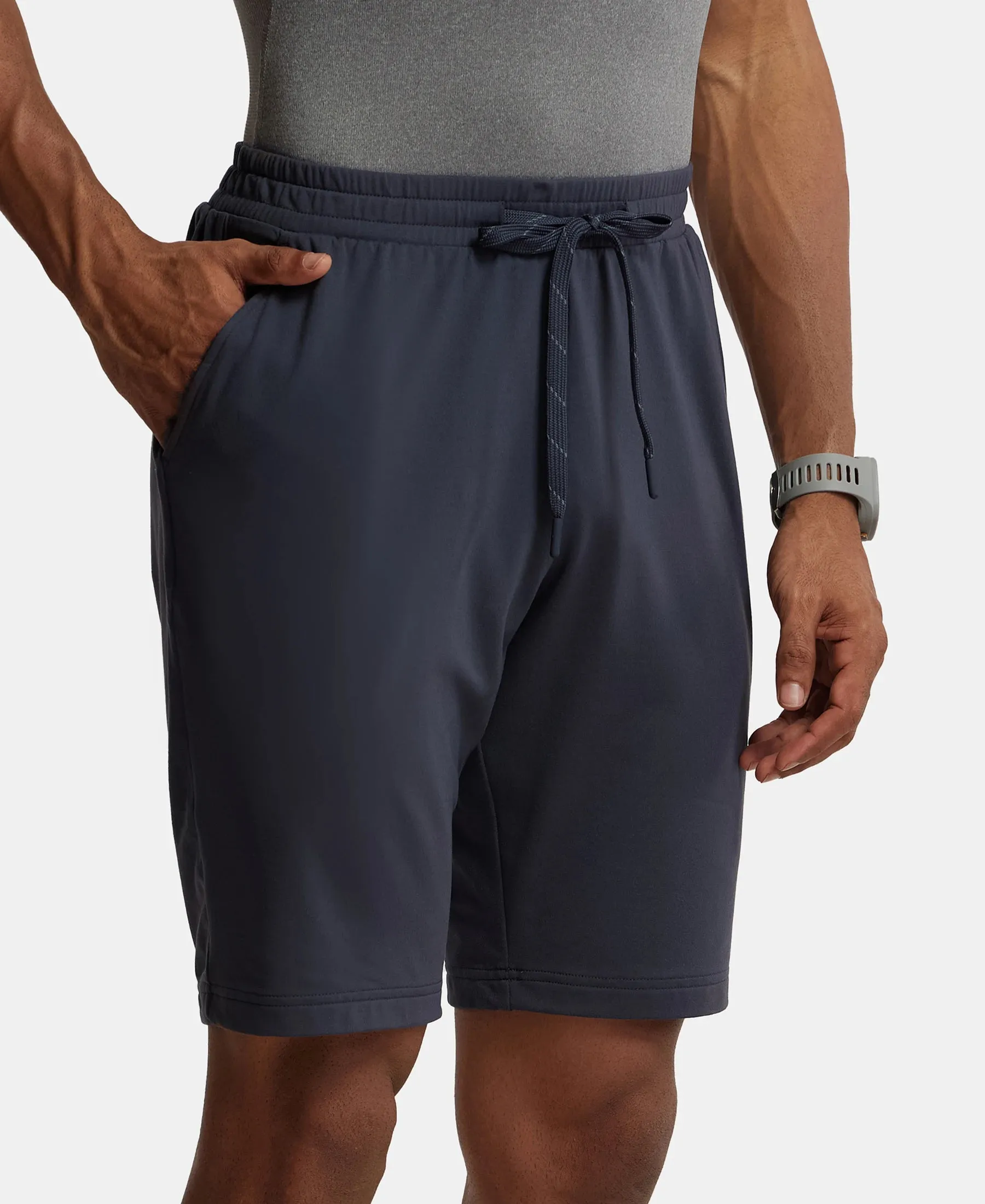 Soft Touch Microfiber Elastane Stretch Shorts with Back Zipper Pocket and StayFresh Treatment - Graphite
