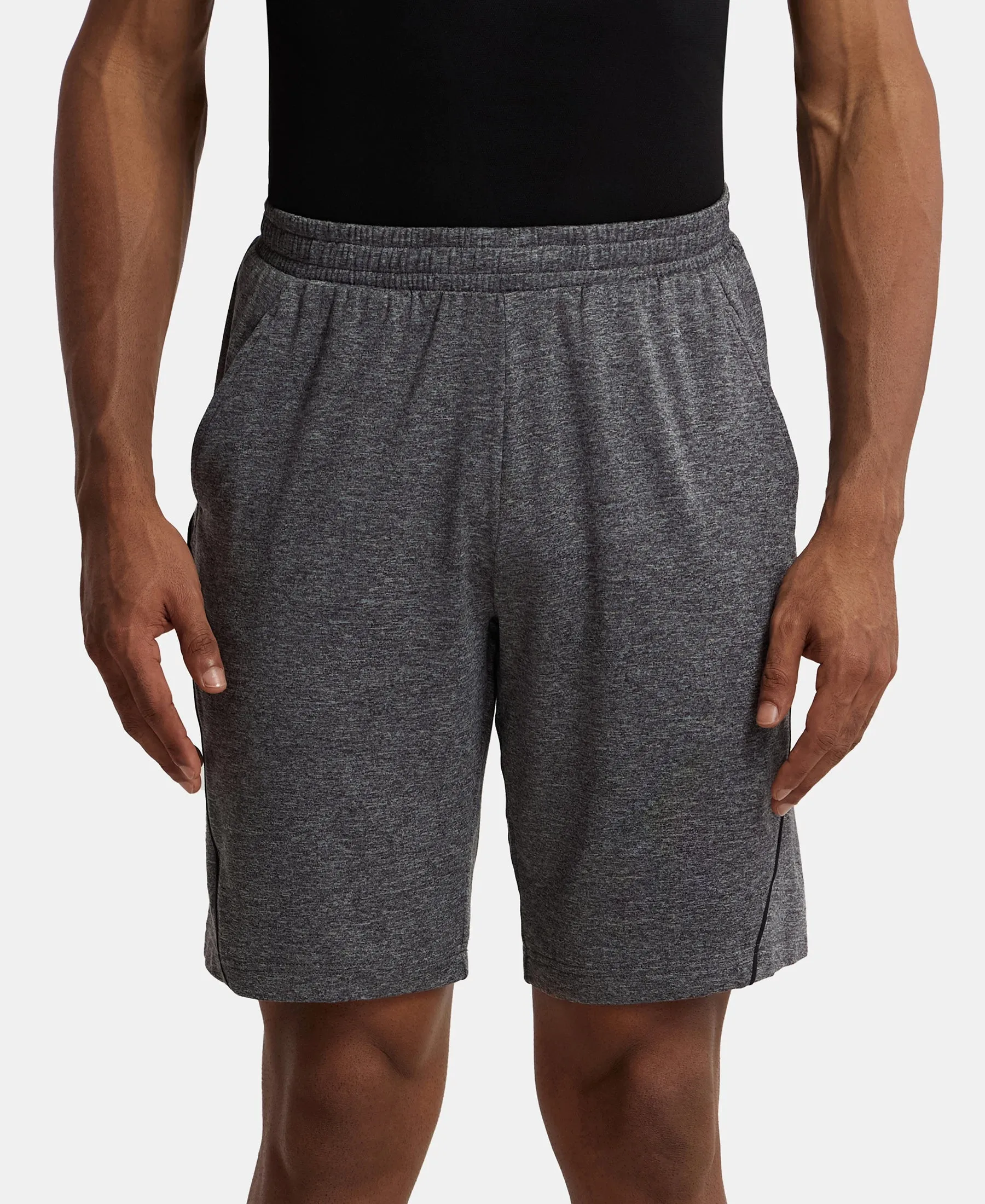 Soft Touch Microfiber Elastane Stretch Shorts with StayFresh Treatment - Grey Marl