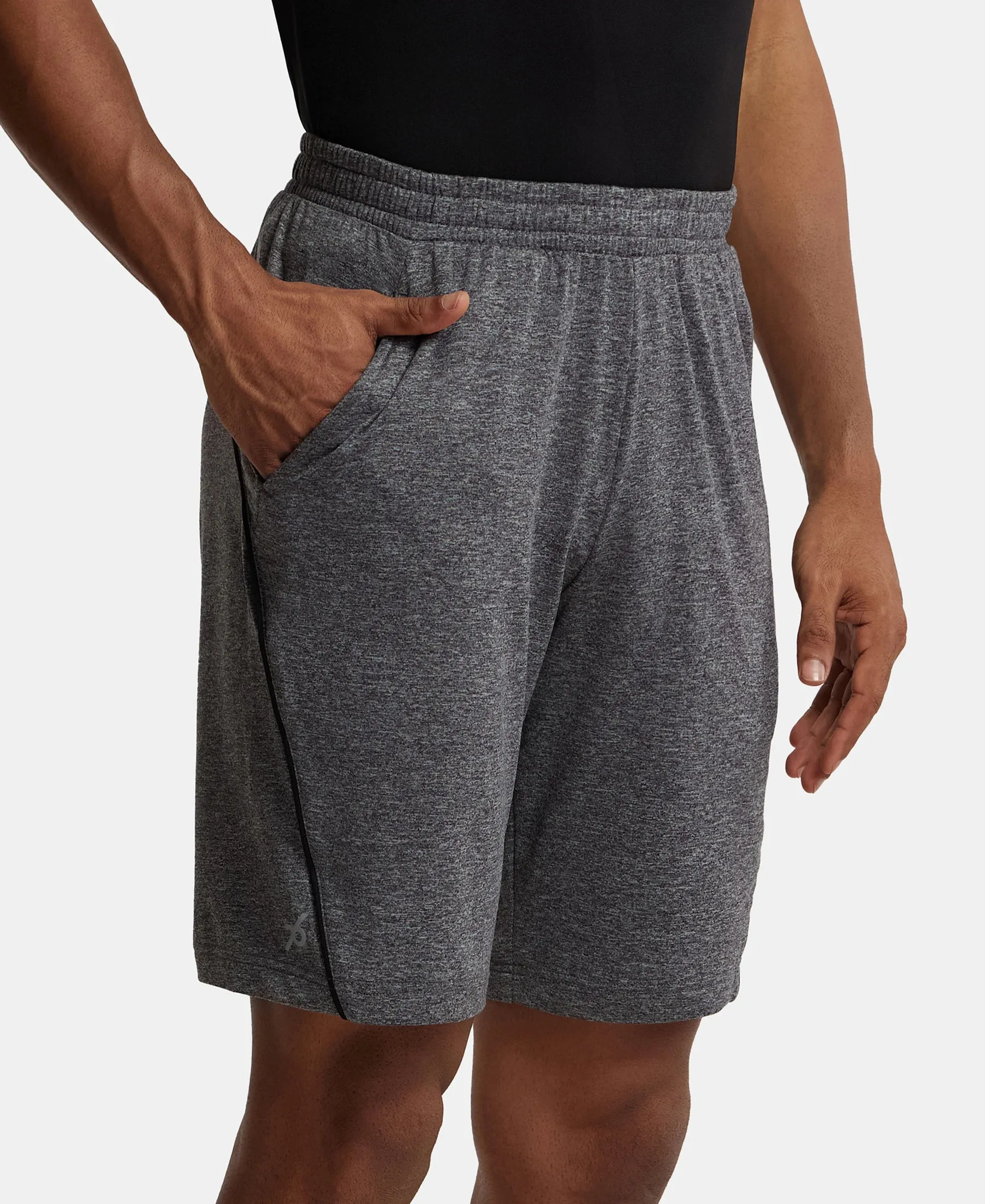 Soft Touch Microfiber Elastane Stretch Shorts with StayFresh Treatment - Grey Marl