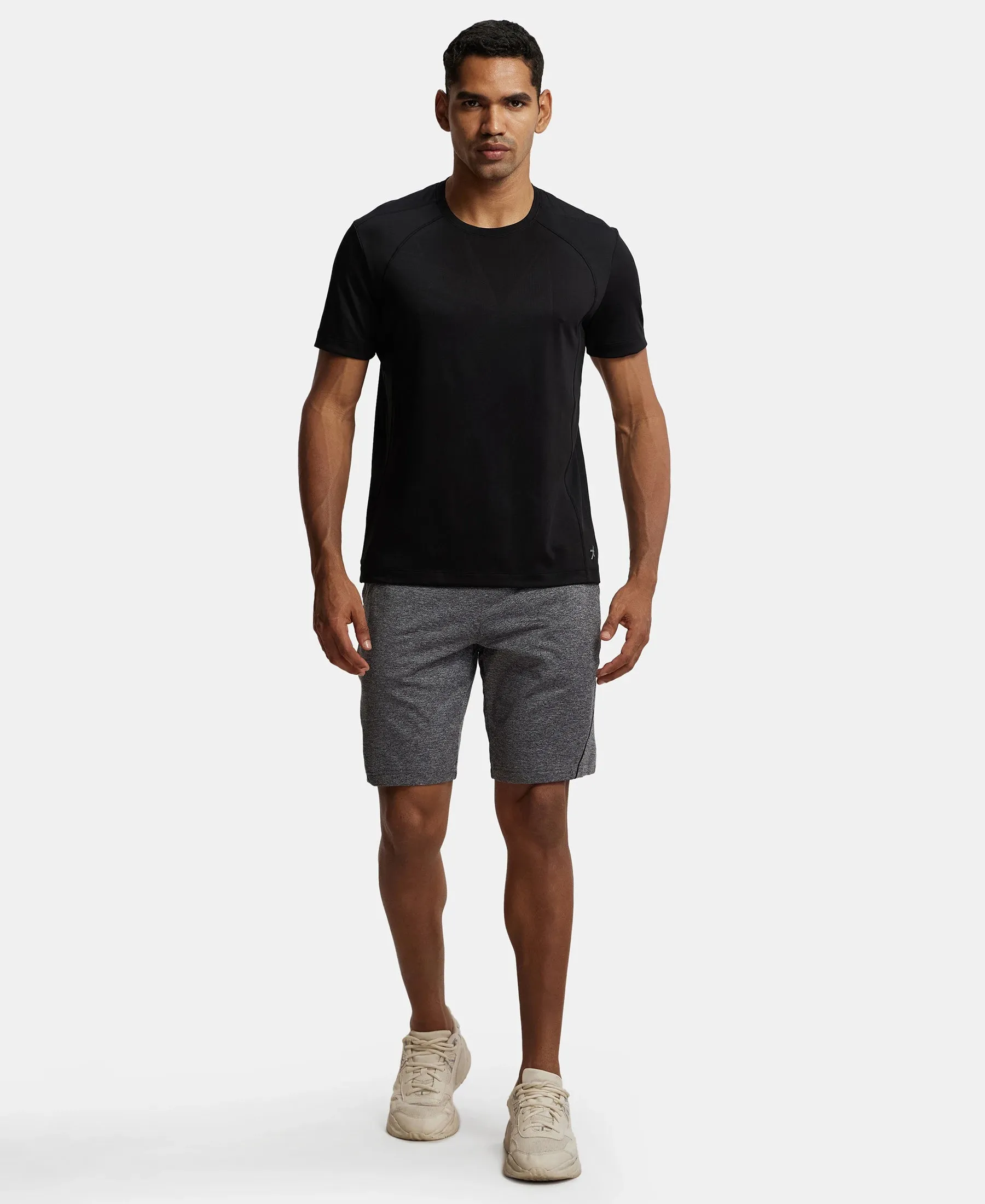 Soft Touch Microfiber Elastane Stretch Shorts with StayFresh Treatment - Grey Marl