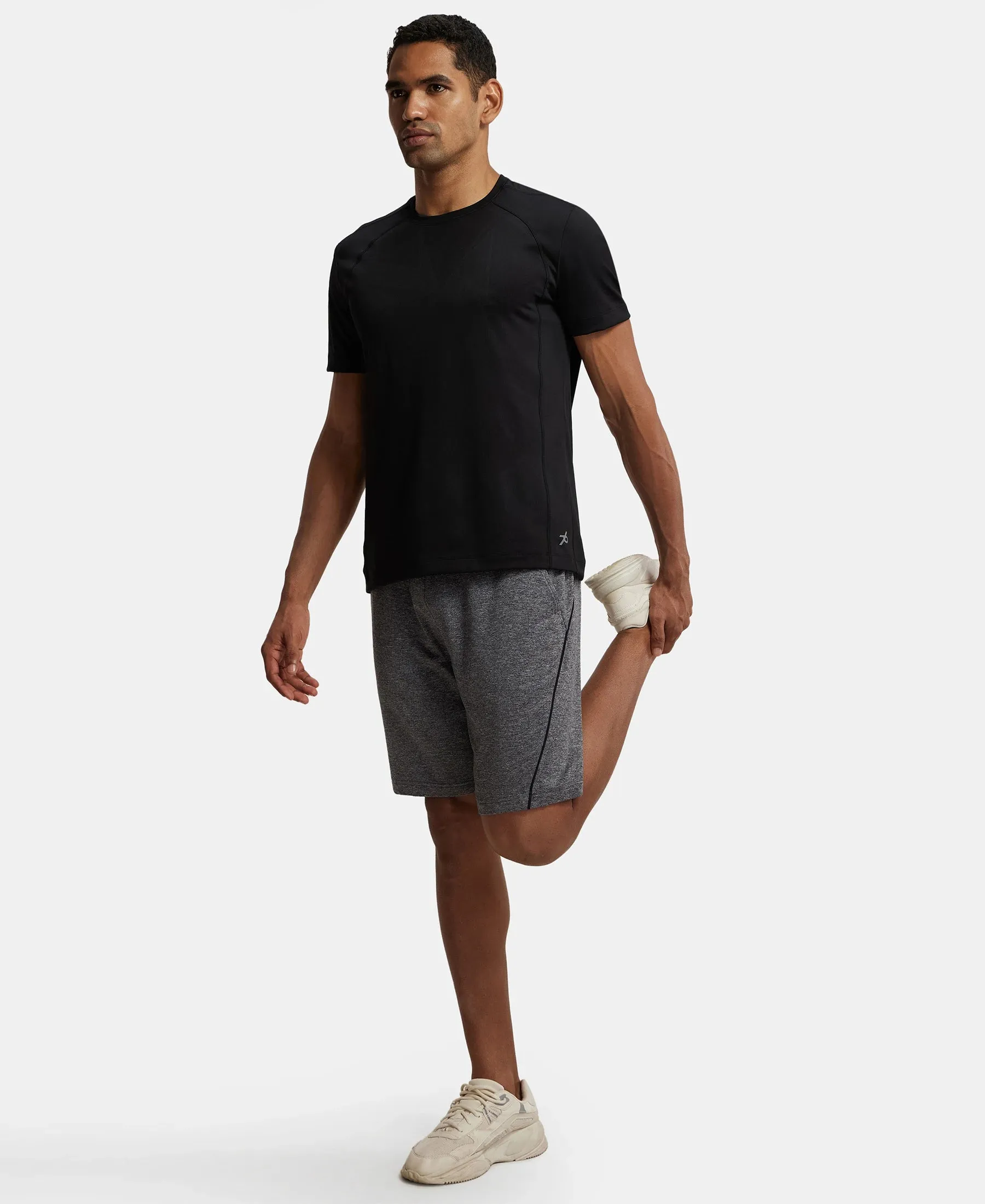 Soft Touch Microfiber Elastane Stretch Shorts with StayFresh Treatment - Grey Marl