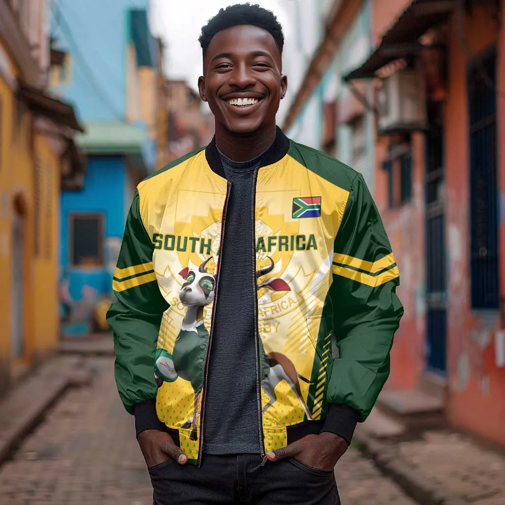 South Africa Rugby Bomber Jacket Cute Springboks Mascot LT14