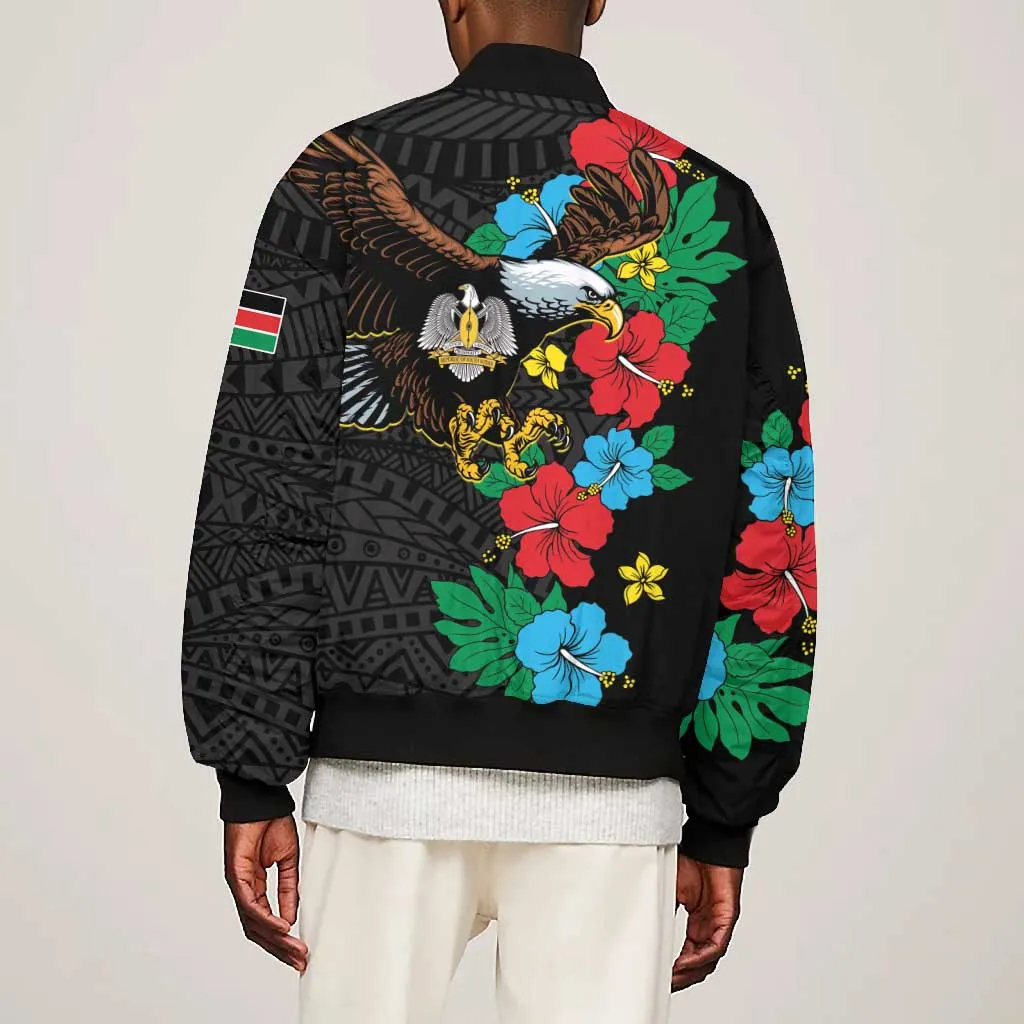 South Sudan Bomber Jacket African Pattern Hibiscus Floral LT01