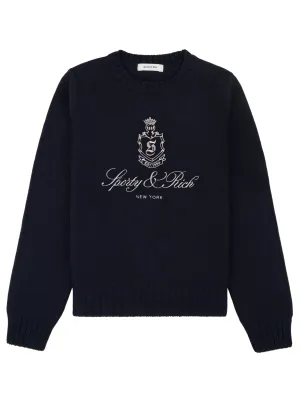 SPORTY & RICH WOMEN Vendome Knitted Sweater Navy Blue