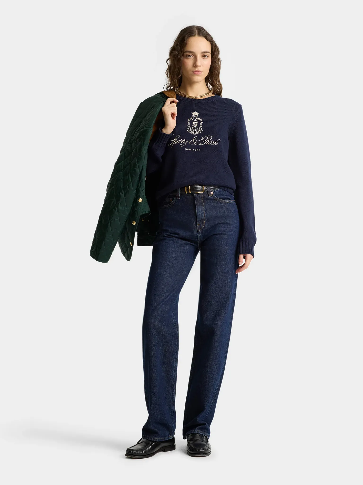 SPORTY & RICH WOMEN Vendome Knitted Sweater Navy Blue