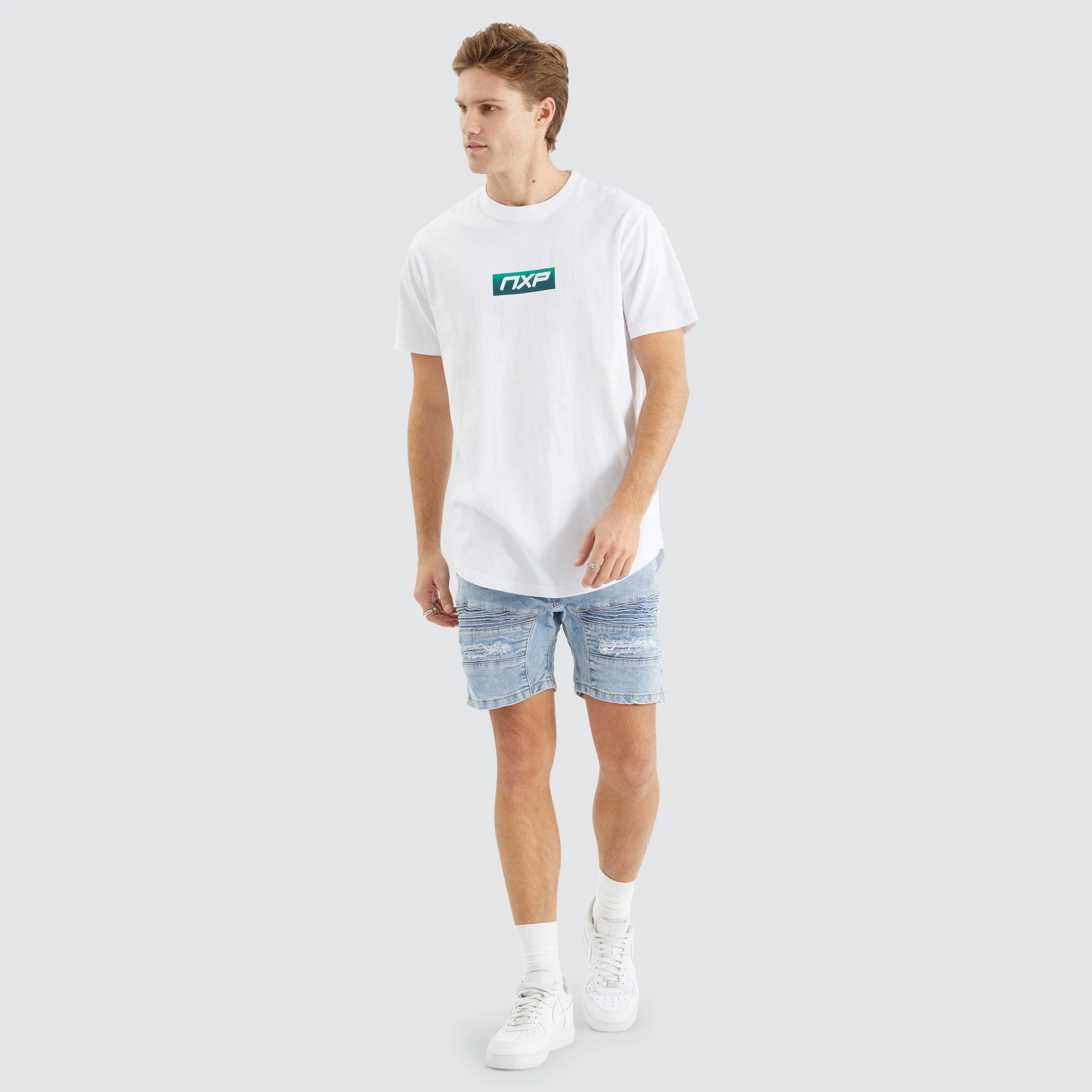 Station Dual Curved Tee Optical White