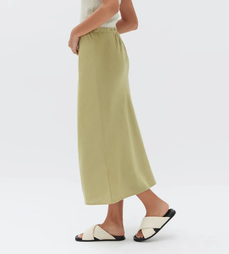 Stella Linen Bias Skirt Agave