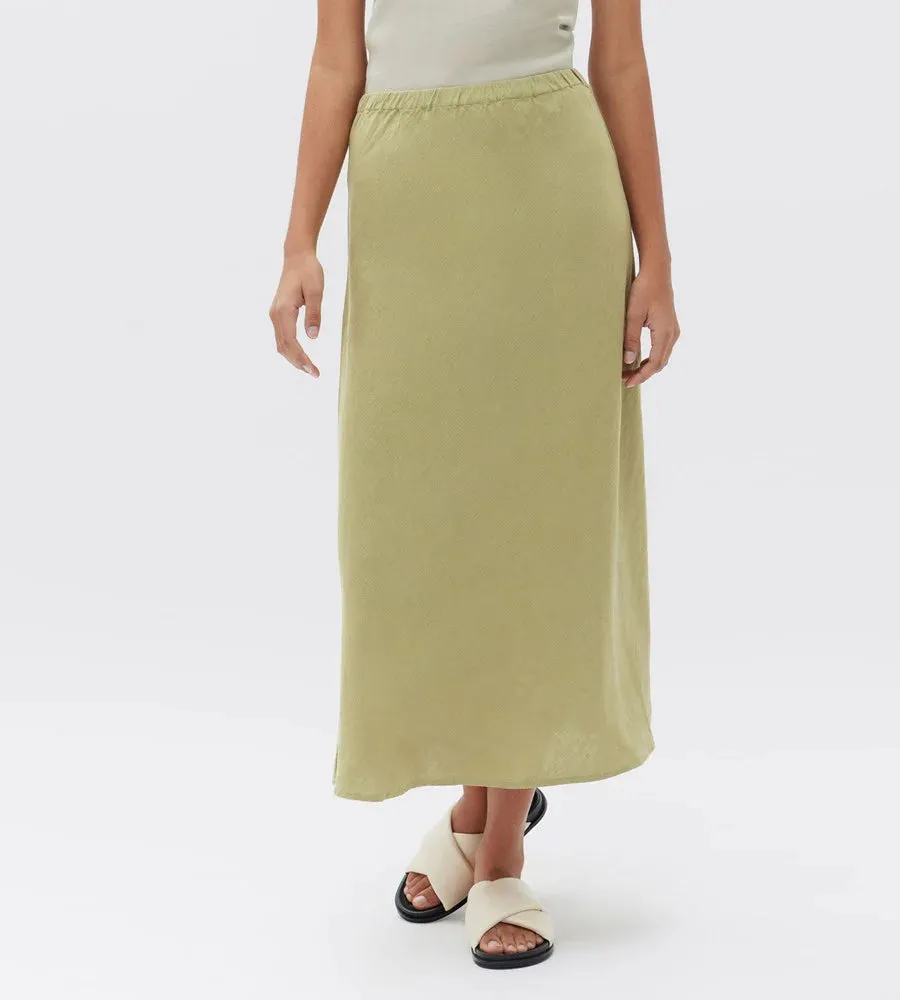 Stella Linen Bias Skirt Agave