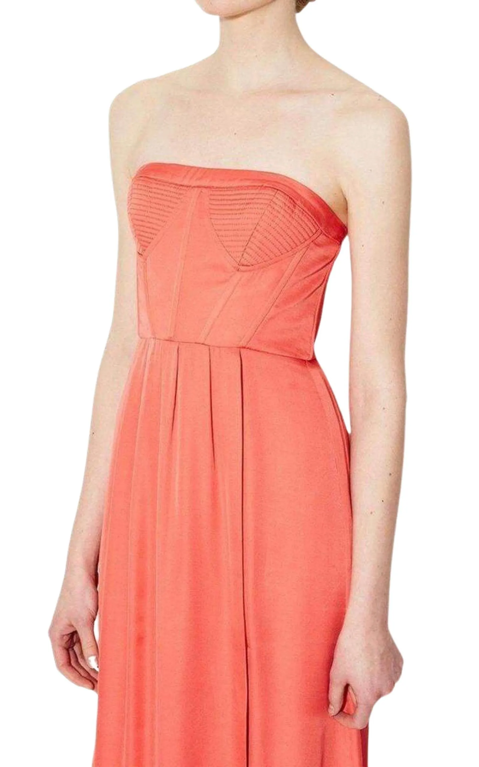 Strapless Fitted Bustier Slit Dress